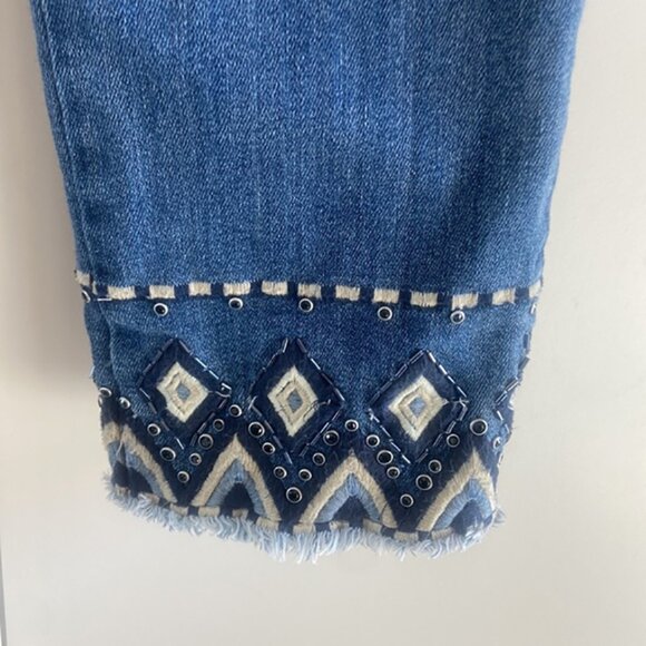 Driftwood Colette Embroidered Denim Boho Cropped Jeans - Picture 2 of 12